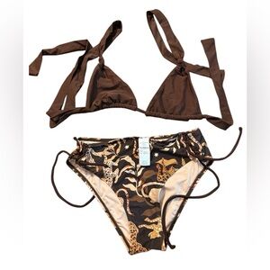 NWT Cupshe Brown Animal Print Bikini Set